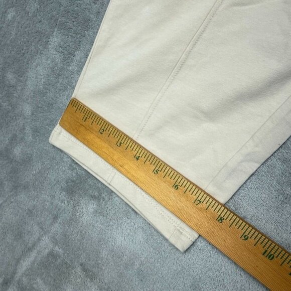 NEW *flaw* Beige Cropped Elastic Waist Womens Pants With Zipper Pockets a1513 - Picture 2 of 10